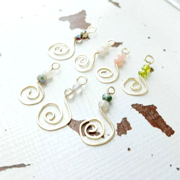 14 Piece Beaded Hammered Charm Dangles, Jewelry Making Supplies - Picture 4 of 6